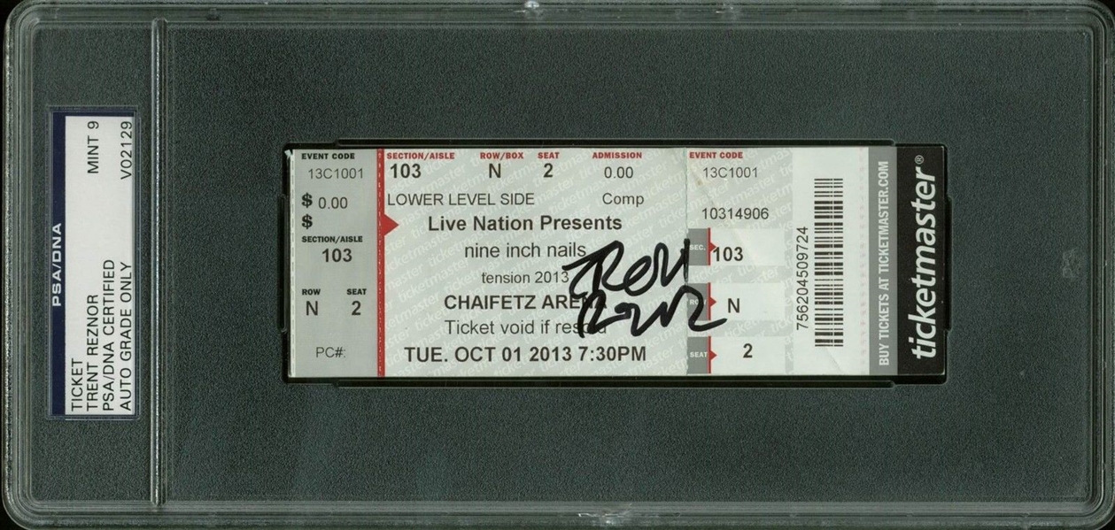 Trent Reznor Signed 2013 Nine Inch Nails Concert Ticket (PSA/DNA Graded MINT 9)