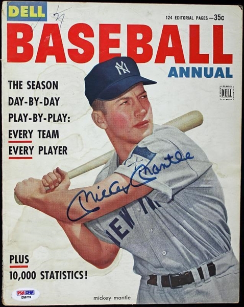 Mickey Mantle Signed 1953 Dell Baseball Annual Magazine - PSA/DNA Graded GEM MINT 10!