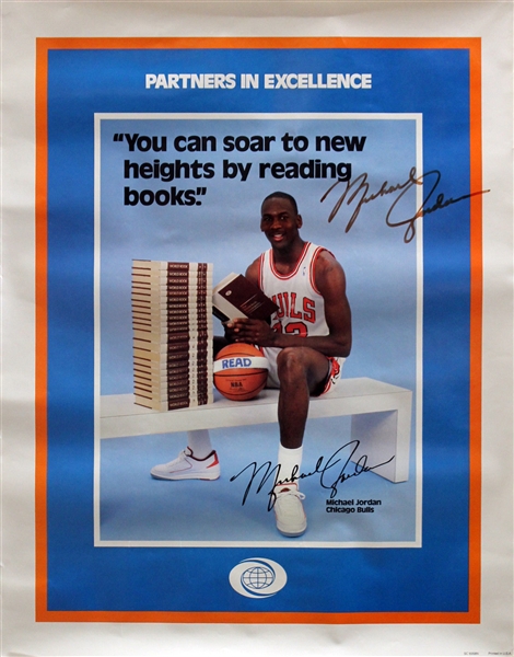 Michael Jordan Early Signed Partners In Excellence Charity Poster w/ Rookie-Era Signature (PSA/DNA)