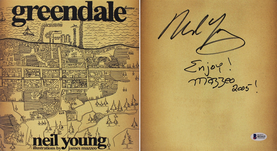 Neil Young & James Mazzeo (Illustrator) Signed "Greendale" 1st Edition Hardcover Book (BAS/Beckett)