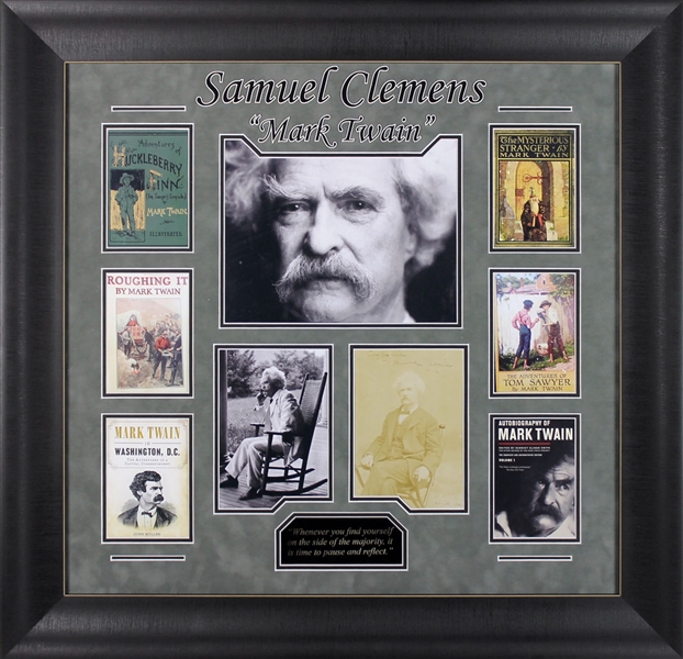 Mark Twain Exceptional Signed 5.5" x 7.5" Photo in Custom Framed Display (JSA)