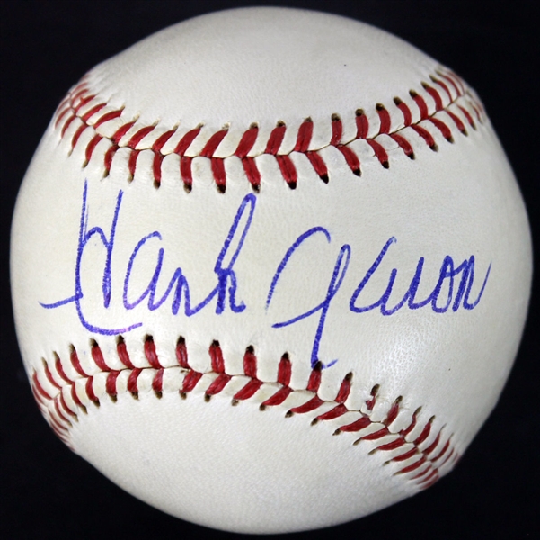 Hank Aaron Tough Single Signed Vintage ONL Giles Baseball (BAS/Beckett)