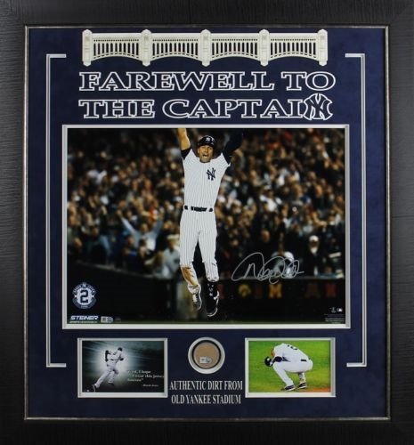 Derek Jeter Signed 16" x 20" Framed Display w/ Dirt from Old Yankees Stadium (MLB & Steiner)