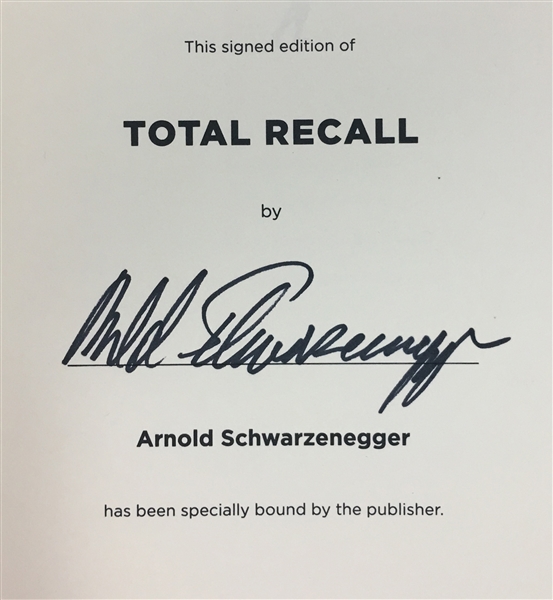 Arnold Schwarzenegger Signed Hardcover "Total Recall" Book (Beckett/BAS Guaranteed)
