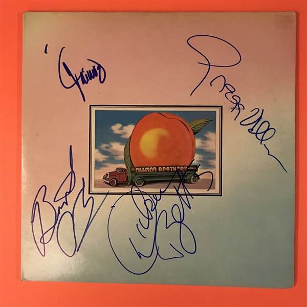 Allman Brothers Band Group Signed "Eat A Peach" Album Cover w/ Gregg Allman, Dickey Betts, Jaimoe, and Berry Oakley (BAS/Beckett Guaranteed) 
