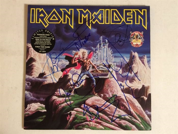 Iron Maiden Rare Group Signed "Running Free" Record Album (BAS/Beckett Guaranteed)