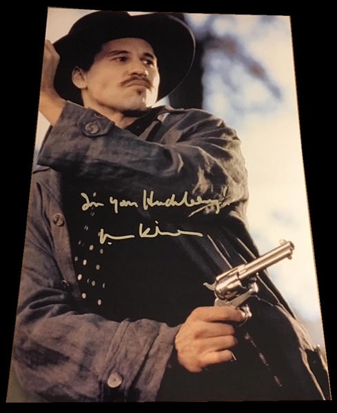 Tombstone: Val Kilmer Signed & Inscribed 12" x 18" Color Photo (BAS/Beckett Guaranteed)