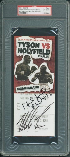 Mike Tyson & Evander Holyfield RARE Signed "Tyson-Holyfield I" Fight Ticket (PSA Encapsulated)