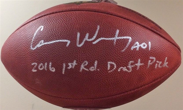 Carson Wentz Signed & Inscribed "2016 1st Rd. Draft Pick" NFL Football (Fanatics)