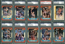1986 Fleer Basketball Complete Signed Set - 142 Autographed Cards - Including NM 8 Jordan Rookie, Checklist, etc. (PSA/DNA Encapsulated)