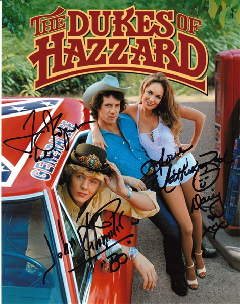 Dukes of Hazzard In-Person Signed 8" x 10" Color Photo with Bach, Schneider & Wopat (Beckett/BAS Guaranreed)(#2)
