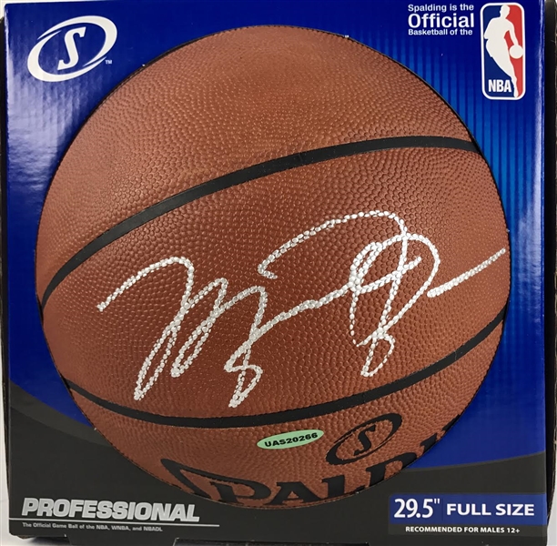 Michael Jordan Superb Signed Spalding NBA Game Model Basketball with Desirable Silver Marker Autograph! (UDA & Beckett/BAS)