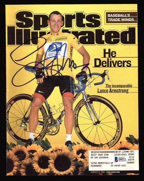Lance Armstrong Signed 2001 Sports Illustrated Magazine (BAS/Beckett)