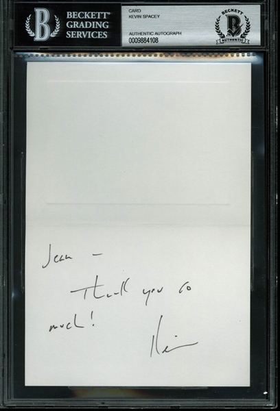 Kevin Spacey Signed Thank You Card (BAS/Beckett Encapsulated)