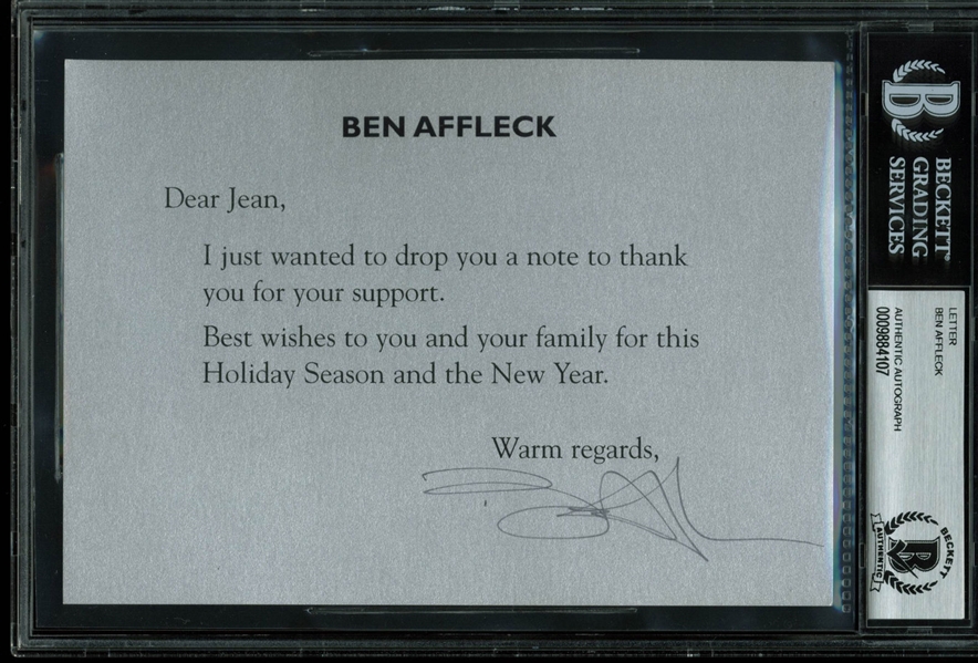 Ben Affleck Hand Signed 5" x 7" Thank You Note (BAS/Beckett Encapsulated)