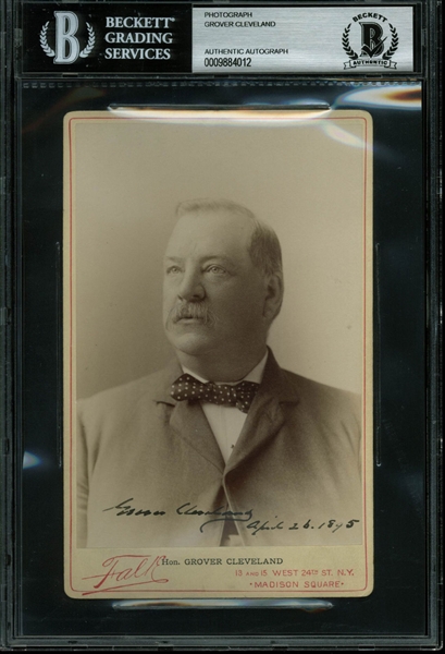 President Grover Cleveland Signed & Dated Cabinet Photograph (BAS/Beckett Encapsulated)