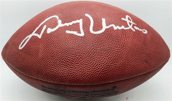 60s Greatest: Johnny Unitas & Jim Brown Dual Signed Leather NFL Football (JSA)