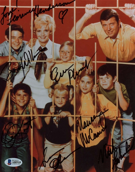The Brady Bunch Cast Signed 8" x 10" Color Photograph w/ 7 Signatures! (Beckett)