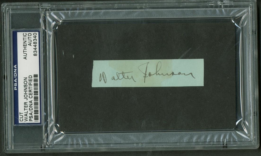 Walter Johnson Signed .75" x 3" Album Page (PSA/DNA Encapsulated)