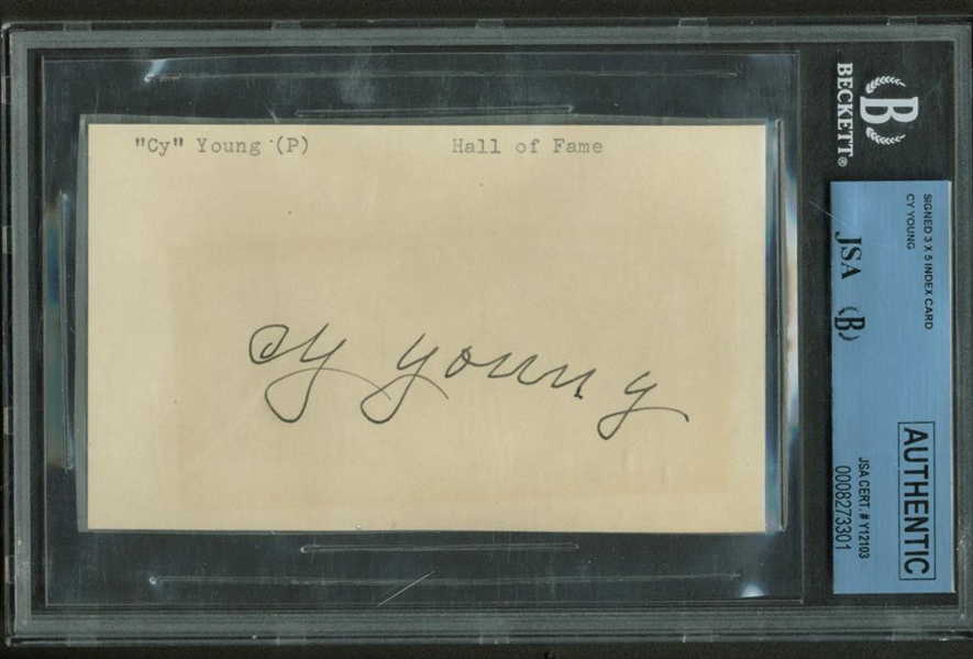 Cy Young Vintage Signed 3" x 5" Album Page (Beckett/JSA Graded 9)