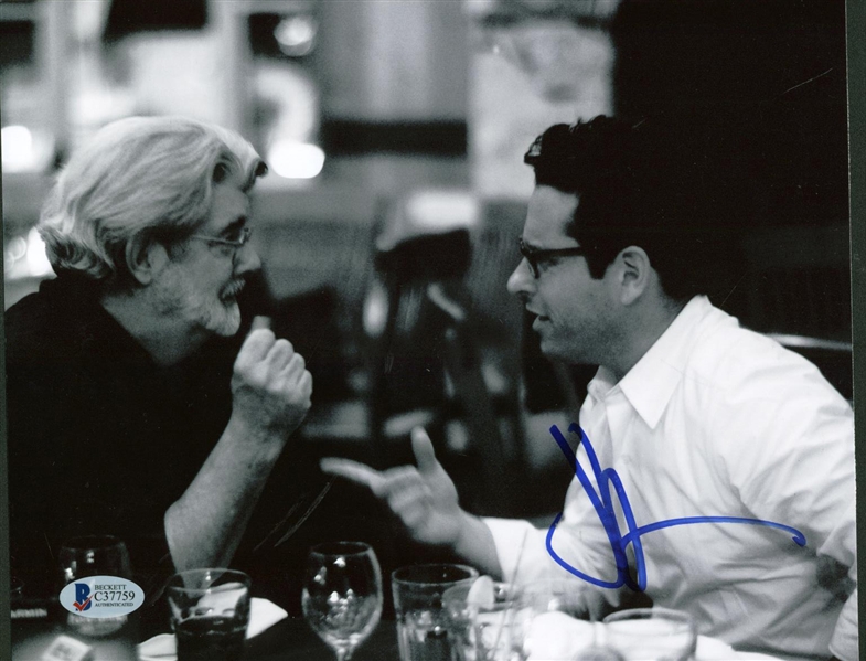 J.J Abrams Signed 8" x 10" Black & White Photograph w/ George Lucas! (Beckett)