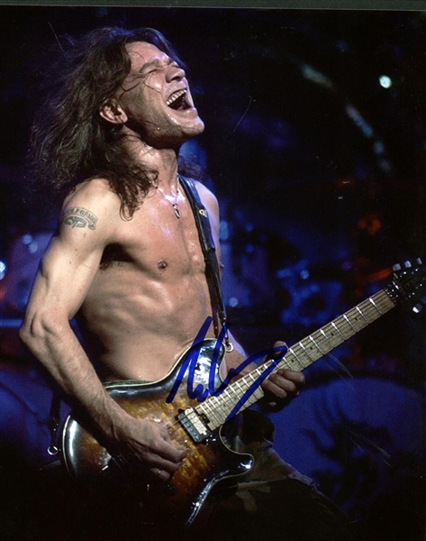 Eddie Van Halen Signed 8" x 10" On-Stage Color Photograph (B)(Beckett/BAS Guaranteed)