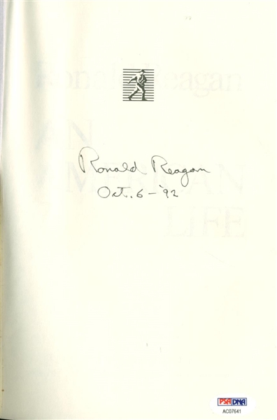 Ronald Reagan Signed Hard Cover "An American Life" First Edition Book (PSA/DNA)