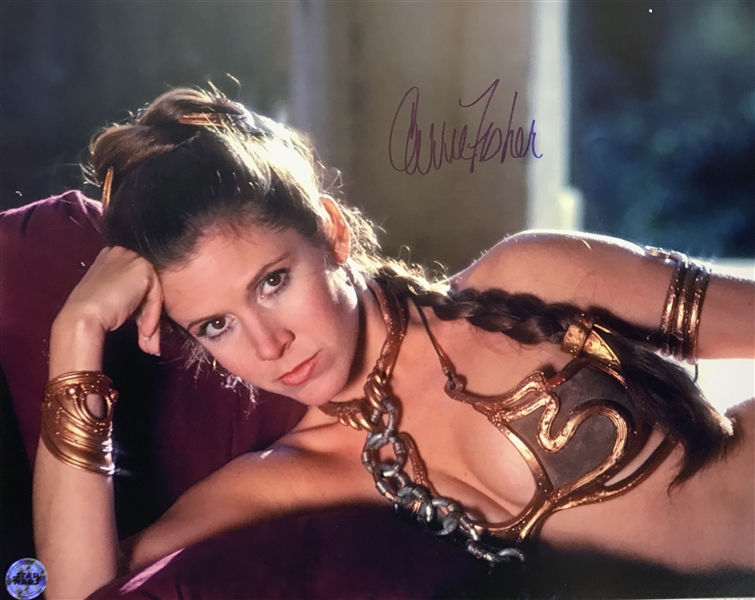 Carrie Fisher Signed 16" x 20" Slave Leia Star Wars Photograph (Beckett/BAS Guaranteed)