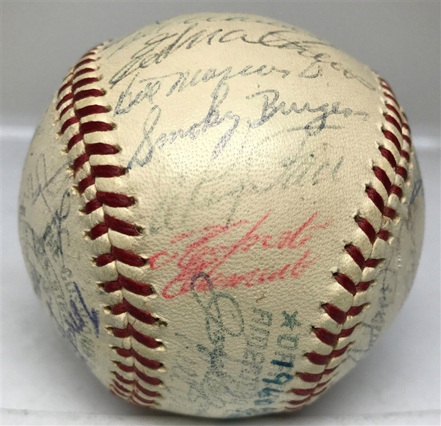 1960 National League All Stars Signed OAL (Cronin) Baseball w/ Clemente, Banks, Aaron & 31 More! (BAS/Beckett)
