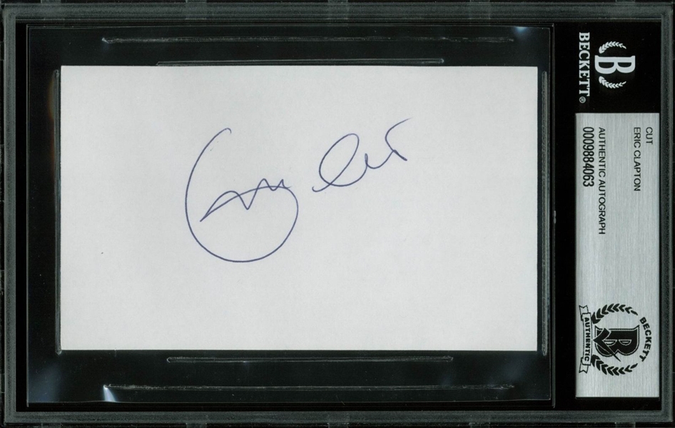 Eric Clapton Signed Sheet with Superb Autograph (BAS/Beckett Encapsulated)