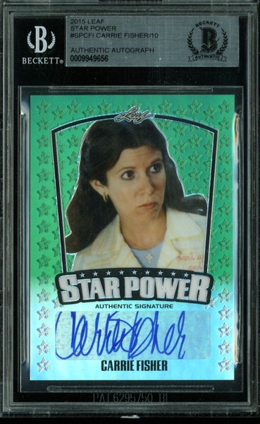 2015 Leaf Star Power Carrie Fisher Signed Card (BAS/Beckett Encapsulated)