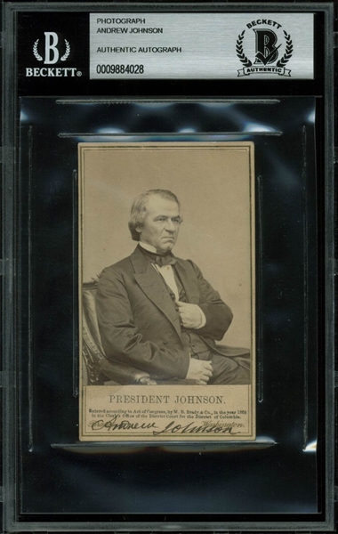 President Andrew Johnson Rare Signed Cabinet Portrait Photograph - BAS/Beckett Graded GEM MINT 10!