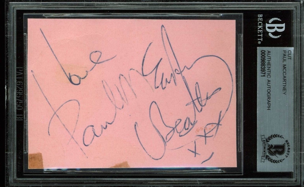 Paul McCartney Signed & Inscribed 2.5" x 3.5" Album Page (BAS/Beckett Encapsulated)
