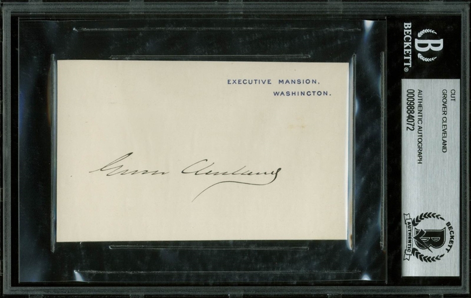 Grover Cleveland Signed White House Card (BAS/Beckett Encapsulated)