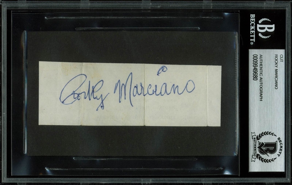 Rocky Marciano Impressive Large Signature Cut (BAS/Beckett Encapsulated)