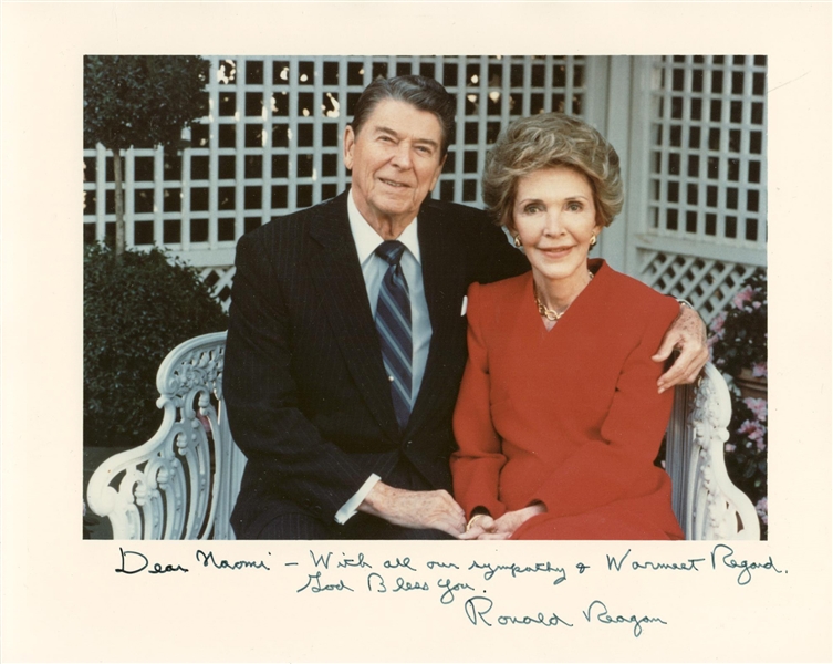 President Ronald Reagan Signed 8" x 10" Color Photograph w/ Nancy (Beckett/BAS Guaranteed)