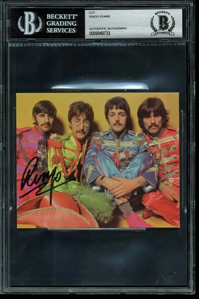The Beatles: Ringo Starr Signed Sgt. Pepper 4" x 5" Photo (BAS/Beckett Encapsulated)