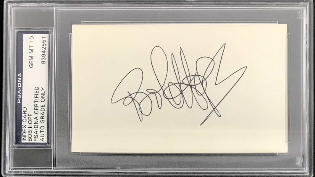 Bob Hope Signed 3" x 5" Index Card PSA/DNA Graded GEM MINT 10!
