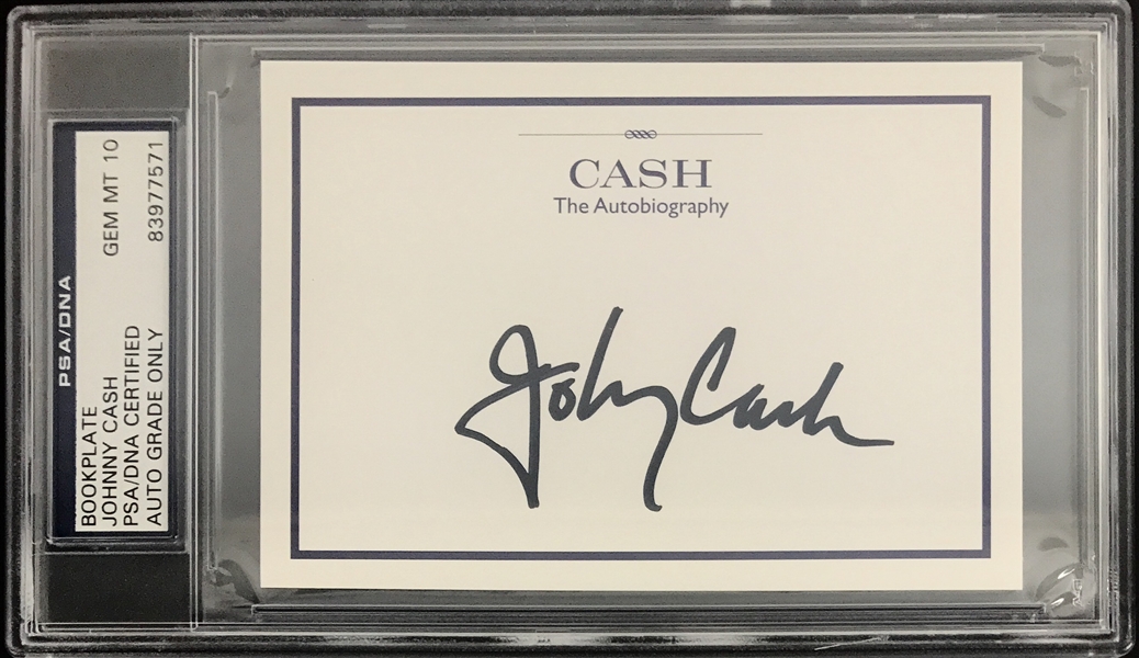 Johnny Cash Signed 3" x 5" Bookplate PSA/DNA Graded GEM MINT 10!