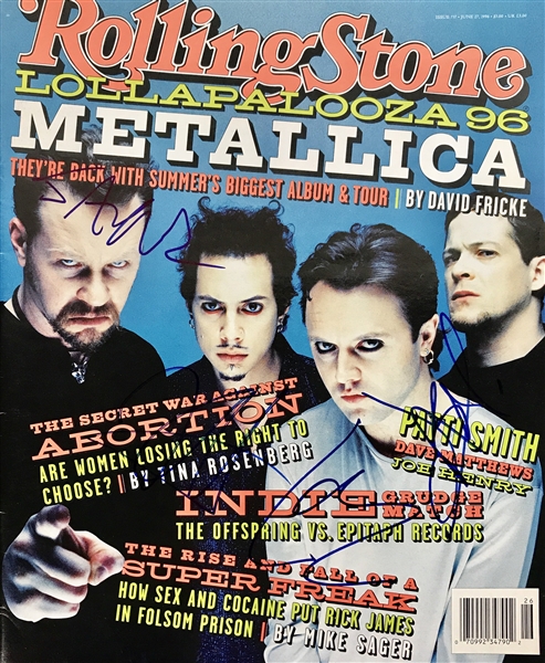 Metallica Group Signed 1996 Rolling Stone Magazine w/ 4 Signatures! (Beckett/BAS Guaranteed)