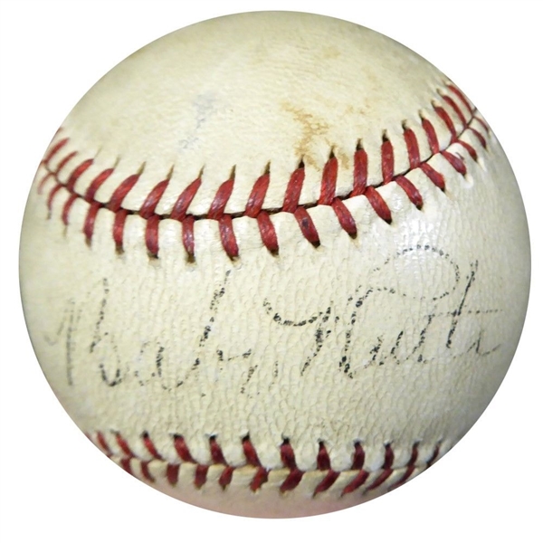 Babe Ruth Excellent Single-Signed ONL (Frick) Baseball (PSA/DNA & JSA)