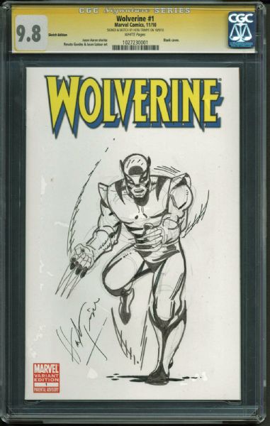 Herb Trimpe Signed "Wolverine #1" White Pages Variant Edition Comic Book w/ Hand-Drawn Wolverine Sketch! (CGC 9.8)