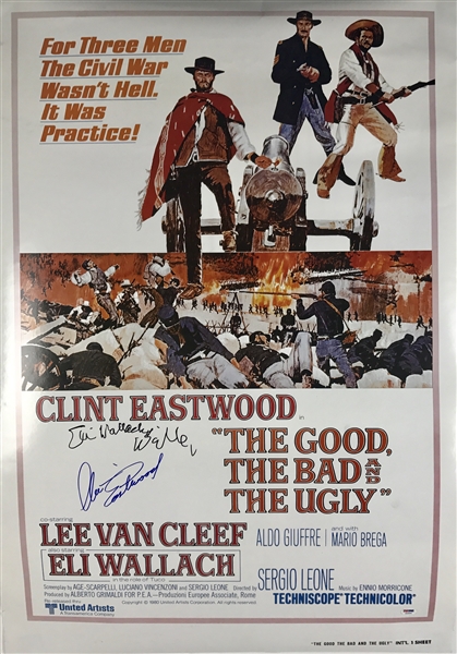 Clint Eastwood & Eli Wallach Impressive Signed Full Sized Movie Poster for "The Good, The Bad and The Ugly" with Choice Autographs! (PSA/DNA)