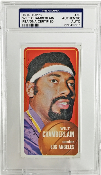 Wilt Chamberlain Signed 1970 Topps #50 Basketball Card (PSA/DNA Encapsulated)