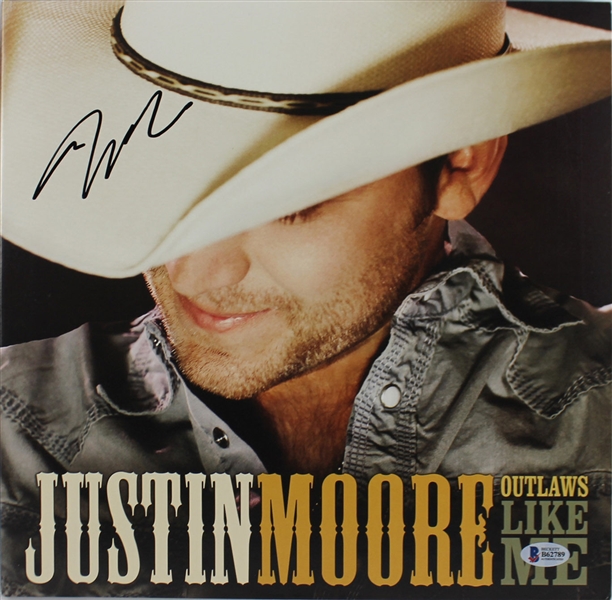 Justin Moore Signed "Outlaws Like Me" Record Album (BAS/Beckett)