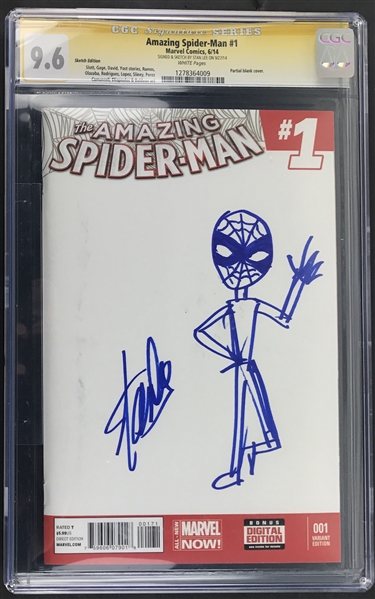 Stan Lee Ultra Rare Hand Drawn & Signed Spider-Man Sketch on "The Amazing Spider-Man #1" Comic Sketch Book (CGC Encapsulated & PSA/DNA)