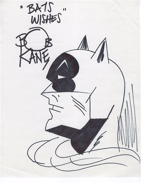 Rare Bob Kane Batman Sketch w/ "Bats Wishes" Inscription (BAS/Beckett)