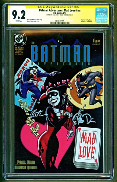 Batman Adventures "Mad Love" Comic Book Signed by Harley Quinn Creators Bruce Timm & Paul Dini (CGC 9.2)