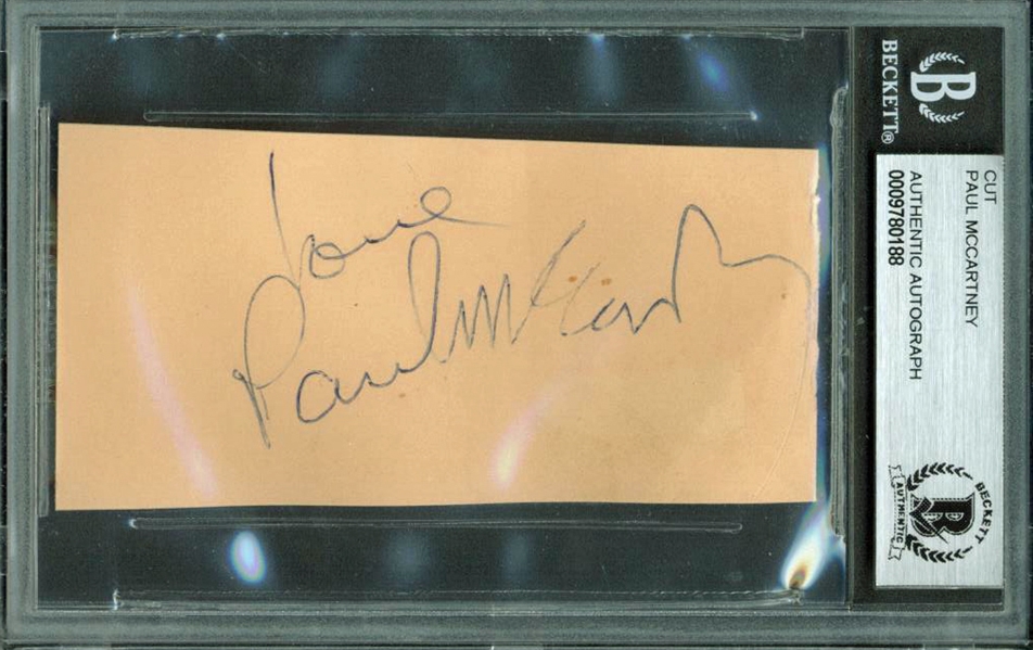 The Beatles: Paul McCartney Vintage Signed 2" x 3" Album Page (Beckett/BAS Encapsulated)