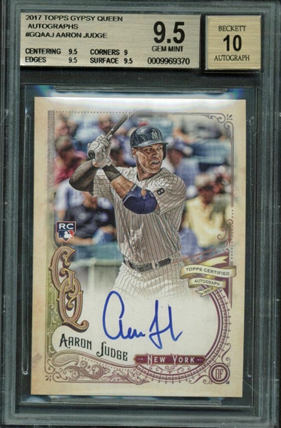 2017 Topps Gypsy Queen Autographs Aaron Judge Signed Rookie Card BGS Graded 9.5 w/ 10 Auto!